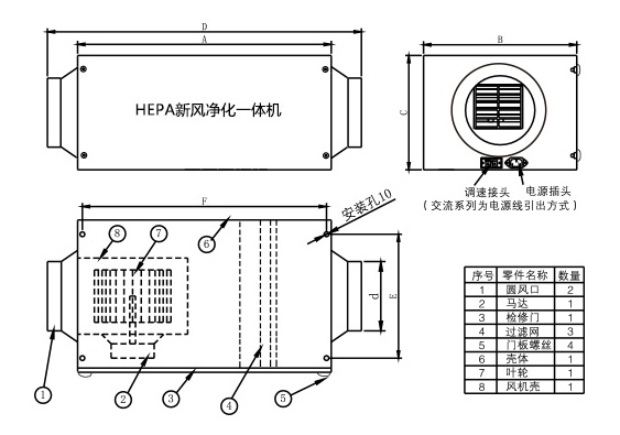 新風凈化一體機構造圖